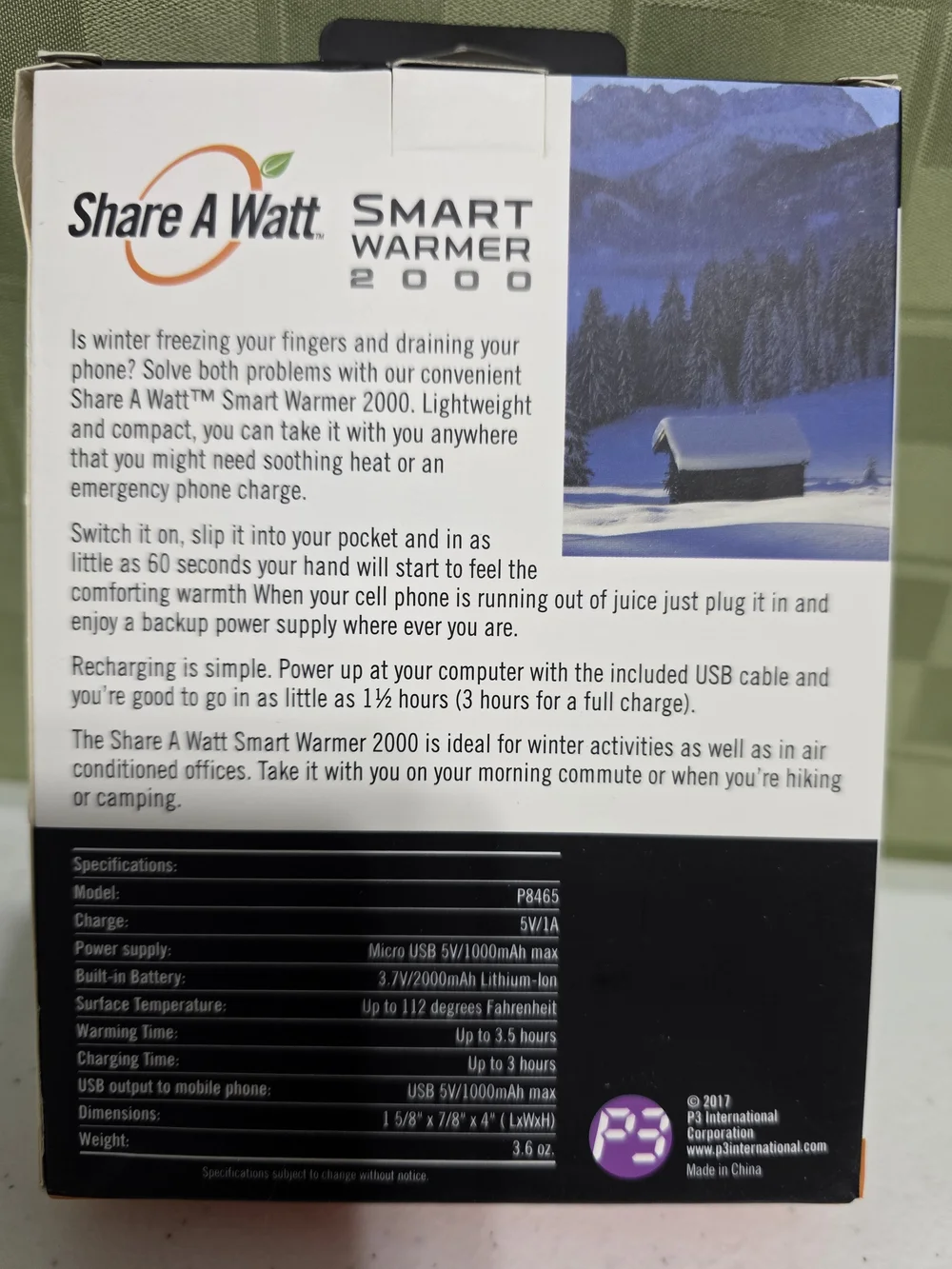Share A Watt Smart Warmer 2000 Portable Charger - Silver